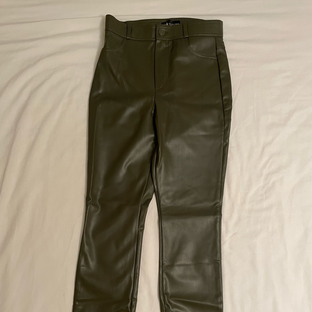 Faux Leather Army Green Pants